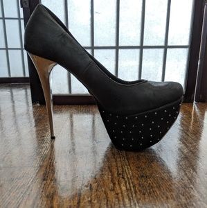 Black studded platform heels